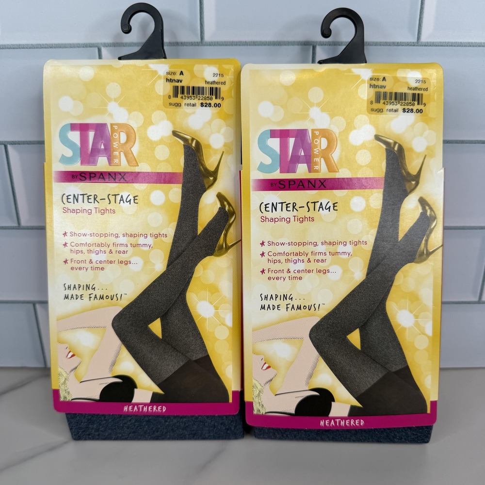 Spanx Star Power Center-Stage 2 Pk Shaping Leggings A Heathered Navy Control Top